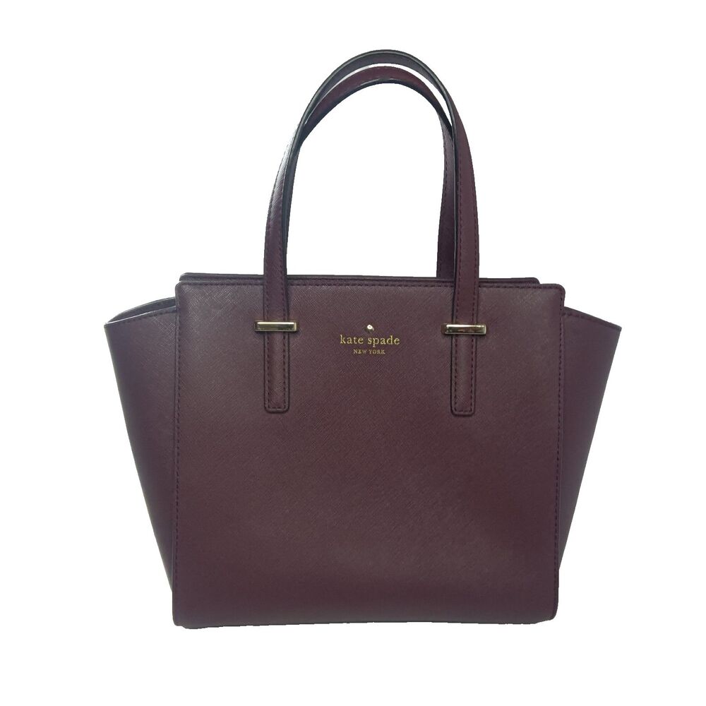 Kate Spade Cedar Street Small Hayden Handbag Burgundy Saffiano Leather Bag